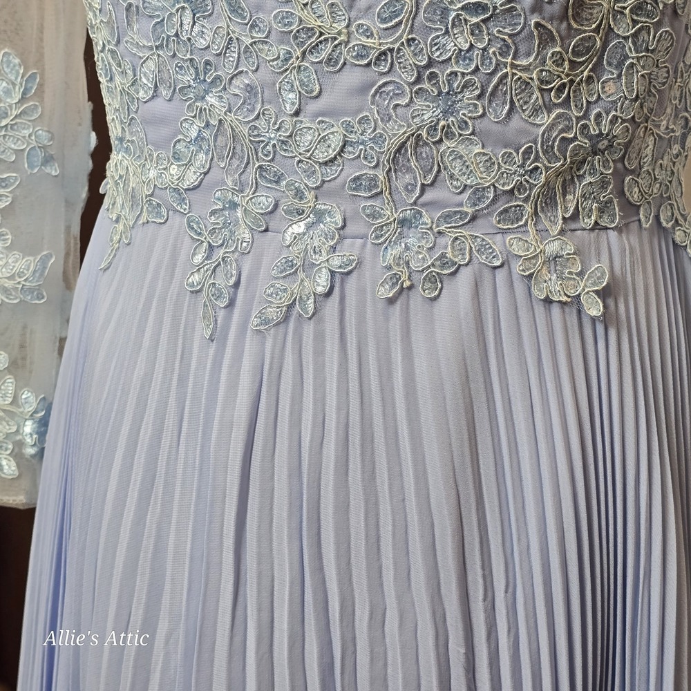 Lilac Purple Blue Beaded Haute Couture Mother Of Bride Dress Wedding Formal S* - Picture 7 of 15